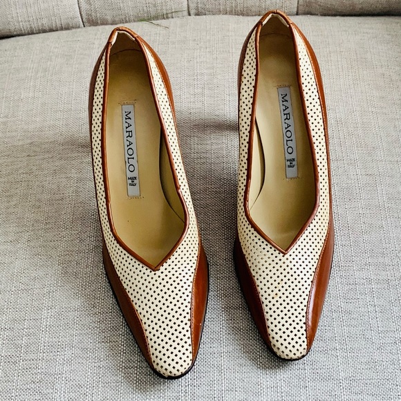 Maraolo Caramel and Cream High Heel Pumps - Picture 2 of 4